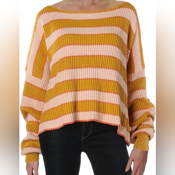 Free people relaxed, striped pullover oversized size L - Picture 1 of 13